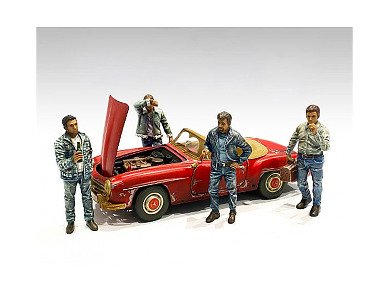 auto mechanics figurines 4 piece set for 1/18 scale models