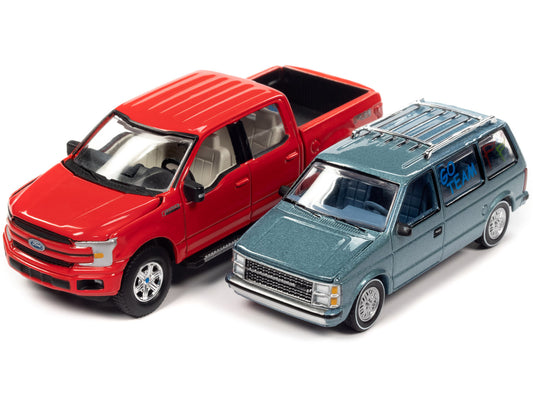 2018 ford -150 pickup truck 1984 dodge caravan minivan 1/64 diecast model cars