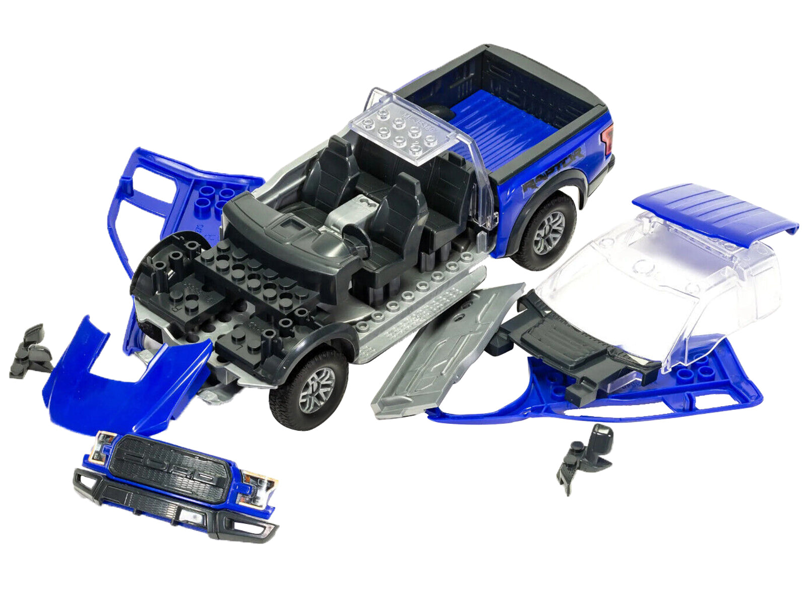 skill 1 model kit ford f-150 raptor blue snap together
