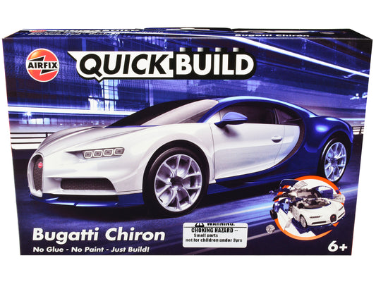 skill 1 model kit bugatti chiron white / blue snap together