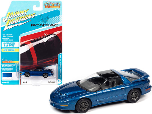 1996 pontiac firebird trans am t/a ws6 medium cloisonne blue metallic with black top "classic gold collection" limited edition to 7418 pieces worldwide 1/64 diecast model car