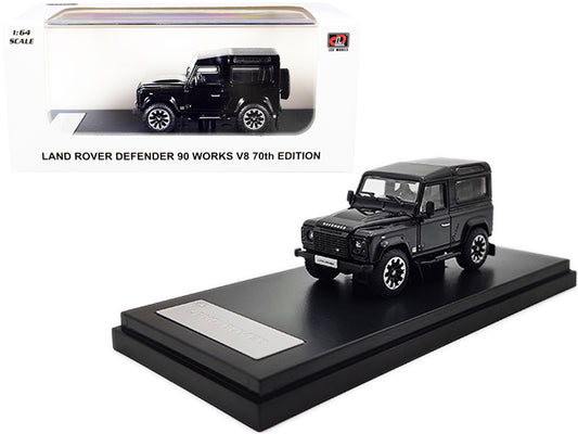 land rover defender 90 works v8 black metallic "70th edition" 1/64 diecast model car