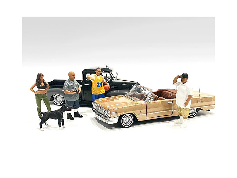 lowriderz and a dog 5 piece figurine set for 1/18 scale models