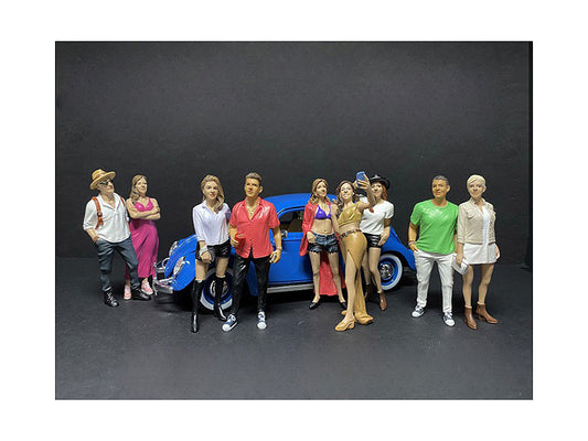 "partygoers" 9 piece figurine set for 1/18 scale models