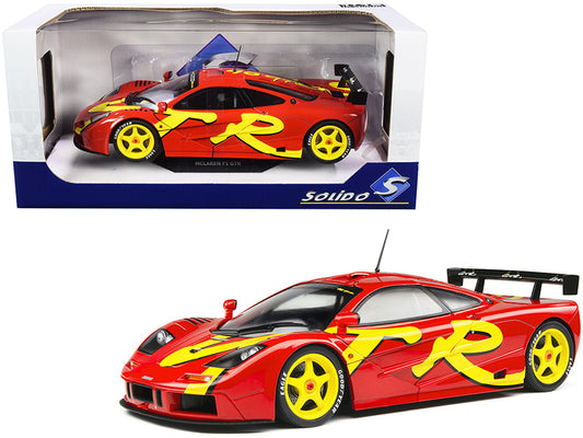 1996 mclaren f1 gtr short tail launch livery red with yellow graphics 1/18 diecast model car