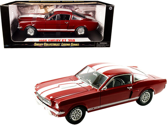 1966 ford mustang shelby gt 350 red with white stripes "legend series" 1/18 diecast model car