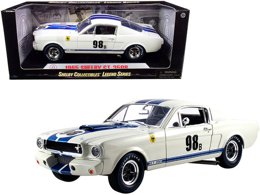1965 ford mustang shelby gt350r #98b "terlingua racing team" white with blue stripes 1/18 diecast model car