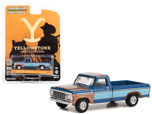 1978 ford -250 pickup truck two-tone rusted yellowstone 1/64 diecast model car